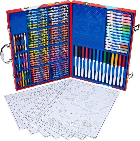 Набір для малювання Crayola Pokemon 115 предметів Оригінал Крайола Покемон крейда, олівці, маркери, розмальовки | Зображення 1