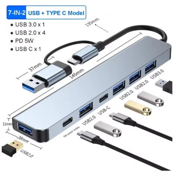 USB C Hub 7 в 1 – Алюмінієвий USB-розширювач | Зображення 1