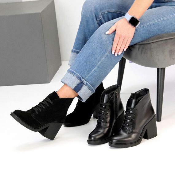 Шикарные замшевые зимние ботильоны на среднем устойчивом каблуке | Зображення 9