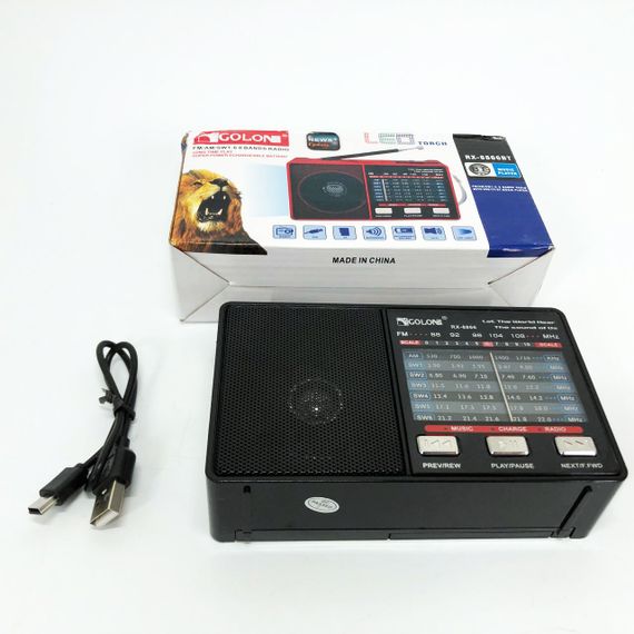 Радіо GOLON RX-8866 цифровий портативний радіоприймач із ліхтариком функцією PowerBank. Колір: чорний | Зображення 6