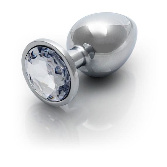 Металева анальна пробка Round Gem, розмір M, сріблясто-білий колір Ouch! (Нідерланди) Sex Aura