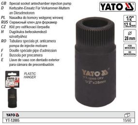 Насадка-ключ до форсункових камер MERSEDES YATO Польща 1/4" Ø=28 мм l=58 мм YT-12005