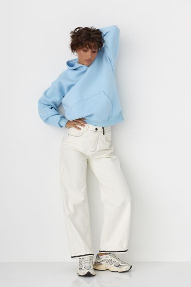 Утеплене худі з написом на спині - блакитний цвет, L (є розміри) | Зображення 2