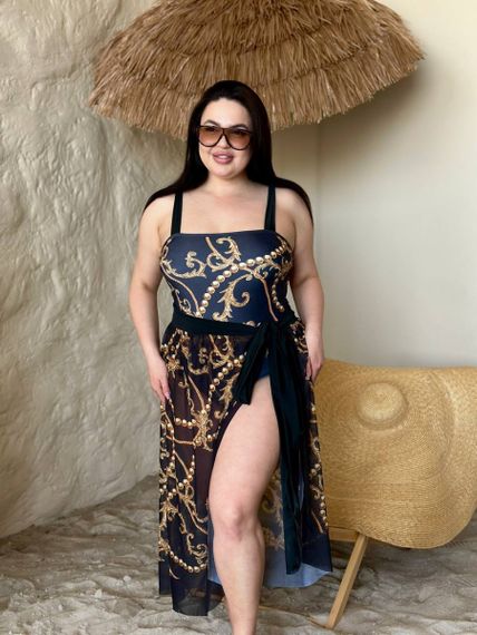 Суцільний купальник PLUS SIZE з парео
