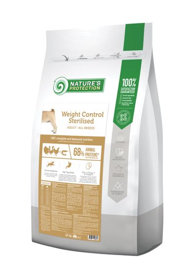 Nature's Protection Weight Control Sterilised Adult All Breeds Сухий корм для собак схильних до повноти та після стерилізації  12 кг
