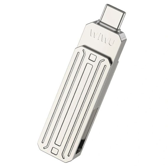 Флеш-накопитель Wiwu Wi-FD001 3in1 (USB-A/C/L) USB 3.0 — 32GB Silver | Зображення 1