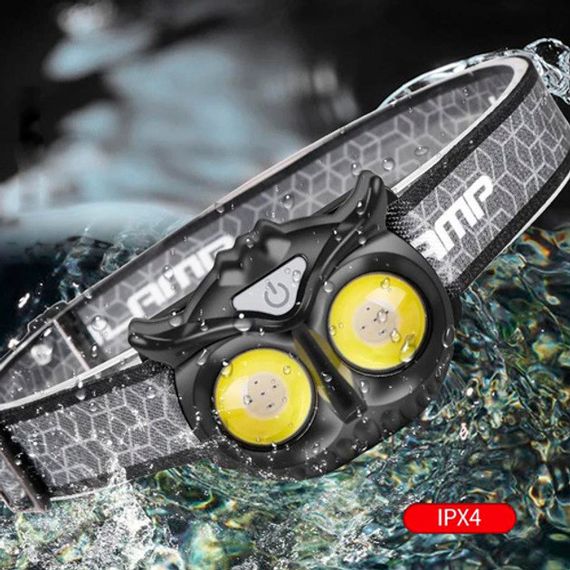 Ліхтар налобний WT208 2COB, білий, червоний, Налібний ліхтарик з usb зарядкою, Водонепроникний ліхтарик | Зображення 2