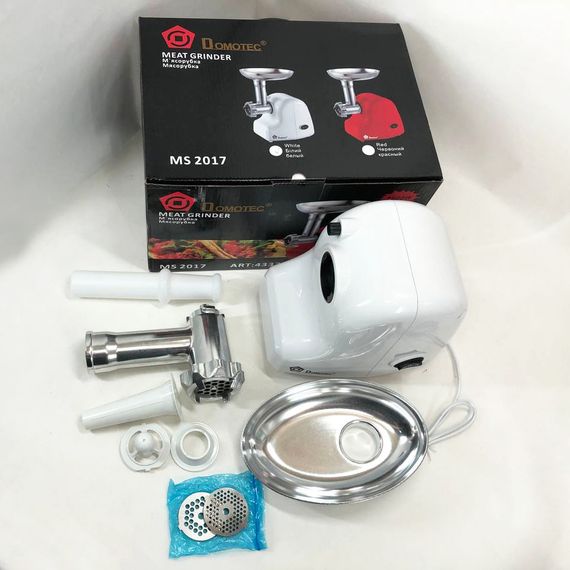 Мясорубка професиональна Domotec MS-2017 | Мясорубка для томатов | Электрическая мясорубка HX-183 с насадками | Зображення 1