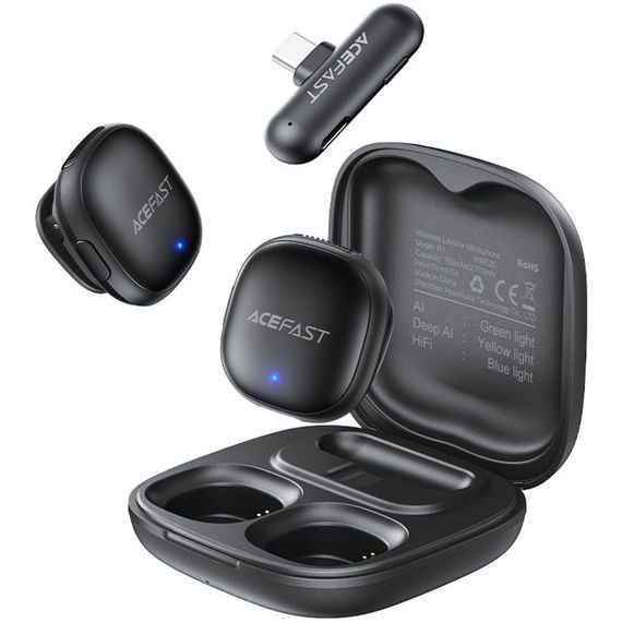 Петличный беспроводной микрофон Acefast R1 Lightning Black | Зображення 1