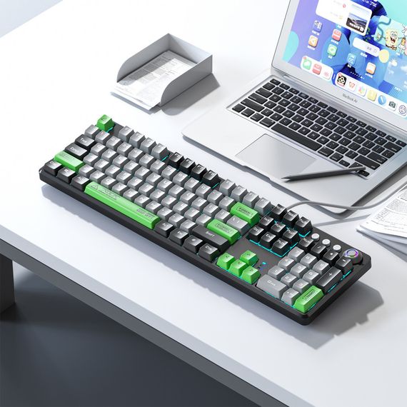 Клавіатура Aula F2088 PRO Plus 9 Green Keys KRGD Blue USB UA Black/Gray (6948391234892) | Зображення 2