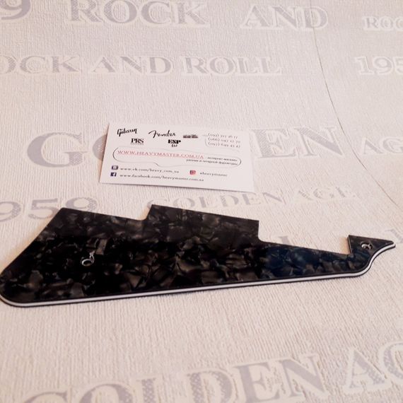 Пикгард панель для электрогитары гитари Gibson Epiphone Cort Les Paul LP China черный перламутр трехслойный | Зображення 4