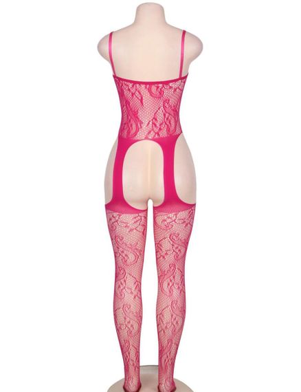 Бодистокинг ажурный с имитацией чулков Star Night розовый XS-M sexstyle | Зображення 5