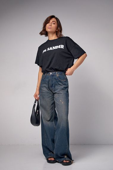 Трикотажная футболка с надписью Jil Sander - черный цвет, S (есть размеры) | Зображення 2