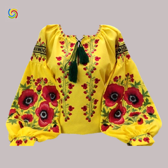 Рубашка Украинская вышиванка  32139 цвет жёлтый размер L/XL