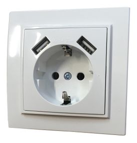 Розетка внутренней установки 1-я з/к с 2 USB 2.1A белая IP20 Malta Ny95000972