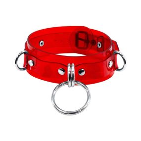 Нашийник для фіксації Feral Feelings - D-Rings Red Trasparent sexstyle