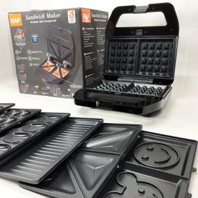 Мультимейкер RAF R.552 – 7 в 1: вафельниця, гриль, сендвічниця, пончики, горіхи, кекси, печиво, 800 Вт