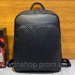 Рюкзак мужской из натуральной кожи 30х41х12, городская сумка на спину для ноутбука Tiding Bag черная