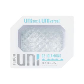 Унісекс-стимулятор Tenga UNI Diamond, білий, із зубчастим рельєфом, лубрикант у комплекті Sex Aura