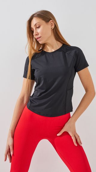 Фітнес футболка однотонна жіноча GENUA JYWD020 L Чорний shop (2000999451942)