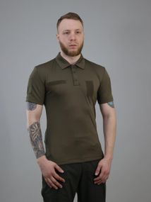 Футболка поло ЗСУ Cool-max Олива великі розміри (батал), Потовідвідна чоловіча футболка з липучками