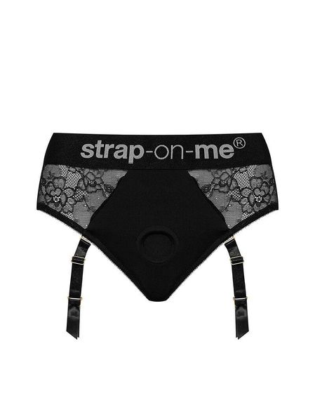 Кружевные трусы для страпона с подвязками для чулок Strap-On-Me DIVA HARNESS - L | Зображення 2