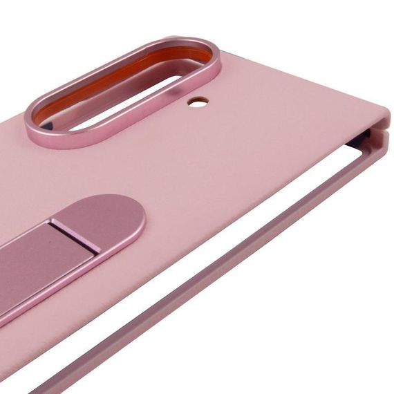 Шкіряний чохол Leather Case (AAA) with stand для Samsung Galaxy Z Fold7 Black Pink | Зображення 3