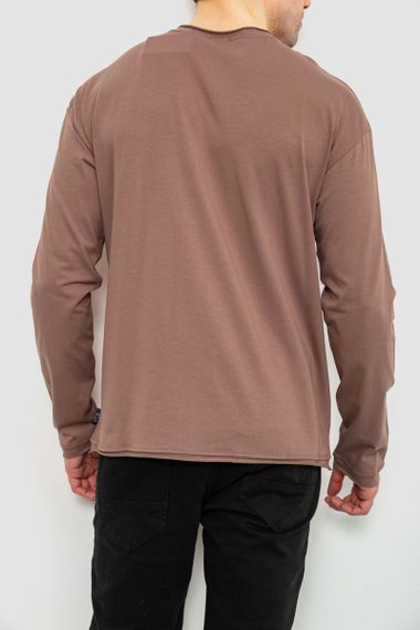 Чоловічий лонгслів однотонний, колір коричневий, 102R3308 | Зображення 3