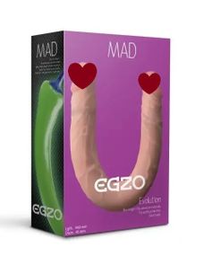 Двосторонній фалоімітатор EGZO MAD Ciberskin із кібершкіри, тілесний Sex Aura
