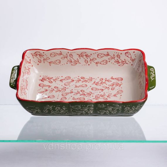 Форма для випікання Vintage 28×17×5 (см) прямокутна форма для випікання в духовці з ручками Зеленая HM05-10 | Зображення 1