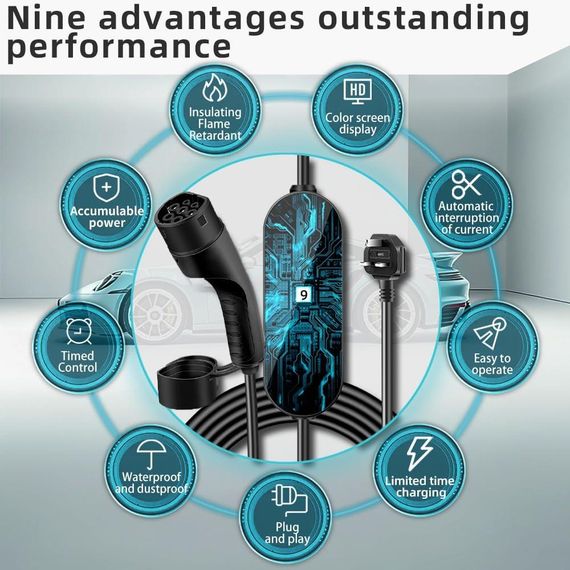 Кабель для зарядки електромобілів LCLCTEK® Type 2, 5 м, з вилкою UK 3 Pin, водонепроникний IP66 | Зображення 2