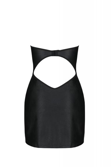 Мінісукня з екошкіри Passion Celine Chemise black, шнурівка, трусики в комплекті, 4XL/5XL | Зображення 3