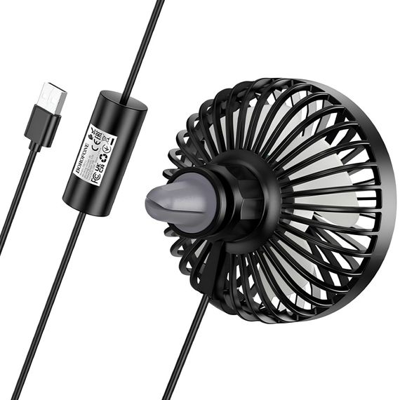 Вентилятор автомобільний Borofone DBF11 three speed (USB-A) Black | Зображення 2