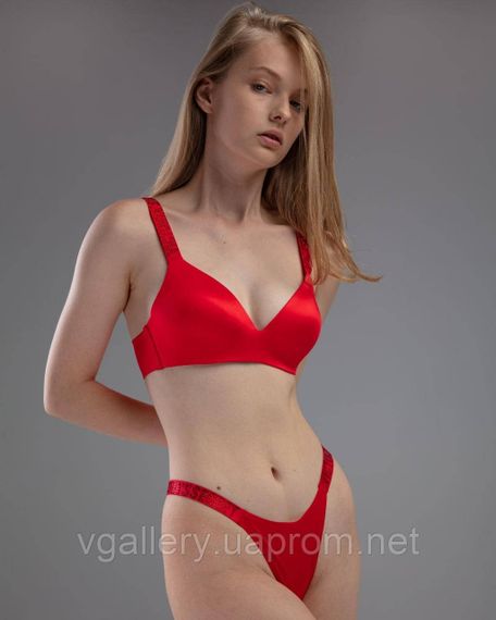 Комплект жіночої безшовної білизни Victoria`s Secret GOLD із золотими стразами Червоний колір - 85C