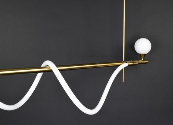 Люстра світлодіодна стельова LED світильник для квартири на стелю лед 27146 Латунь 40-122х30х120 см. | Зображення 6