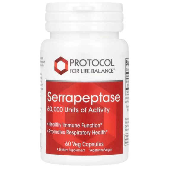 Серрапептаза Protocol for Life Balance Serrapeptase 60000 Units of Activity 60 Veg Caps