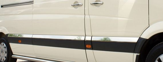 Молдинги на дверь (нерж.) Средняя база. OmsaLine - Итальянская нержавейка для Mercedes Sprinter 2006-2018 гг | Зображення 1