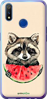 Чохол на Realme 3 Pro Єнотик з кавуном "4605u-1863-2448"