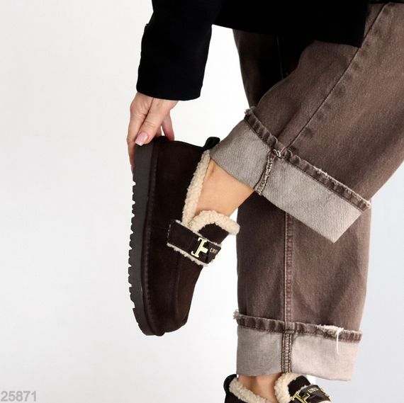 Модні теплі уггі автоледі натуральна замша колір Шоколад | Зображення 8