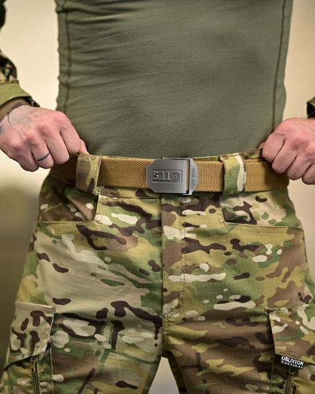 Ремінь тактичний з металевою пряжкою армійський пояс для штанів чоловічий текстильний ремінь для туризму | Зображення 2