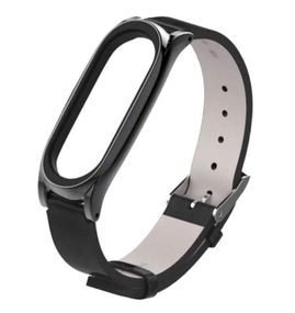 Кожаный ремешок Primo Mijobs для фитнес-браслета Xiaomi Mi Band 3 - Black