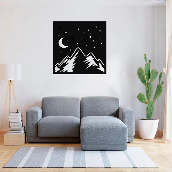 Панно декоративне картина на стіну Гори та місяць LED 16 кольорів телефон 400х400 acr-p000131 | Зображення 6