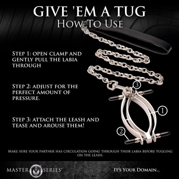 Затискач для статевих губ Master Series: Pussy Tugger Adjustable Vagina Clamp with Chain | Зображення 5