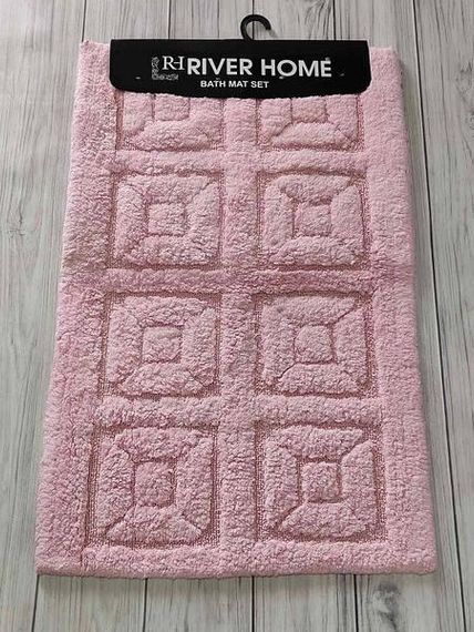 Коврики в ванную комнату River home Квадрат pembe Акрил набор 2шт Розовые