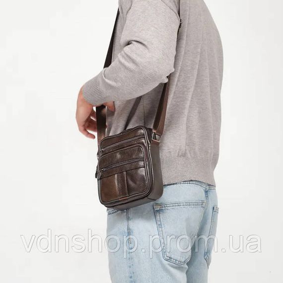 Сучасний месенджер, Чоловіча стьобана сумка через плече, Сумка месенджер шкіряна Чоловіча чорна WN-47 | Зображення 6