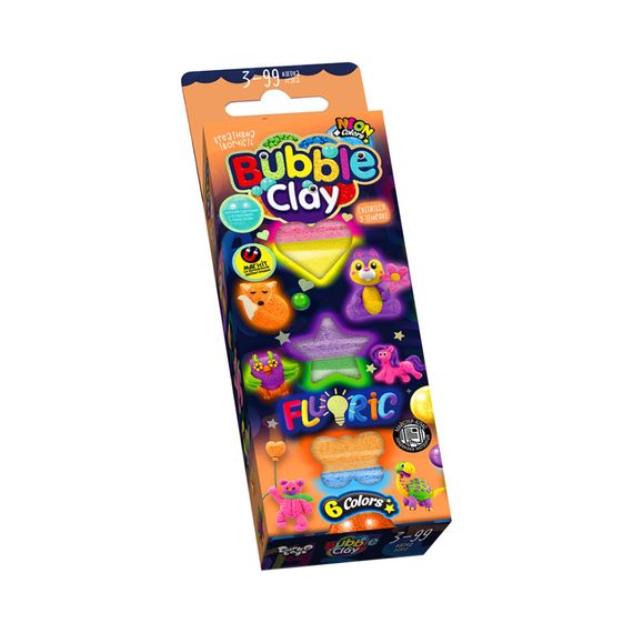 Набір для творчості "BUBBLE CLAY "FLUORIC" BBC-FL-6-01U Укр  BBC-FL-6-02U