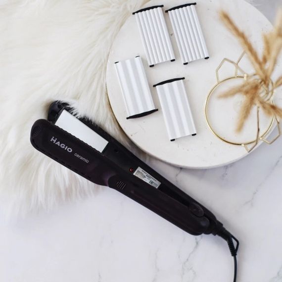 Щипці для волосся MAGIO MG-722 з насадками для гофре, Плойка вирівнювач, Випрямляч для UY-808 волосся 2в1