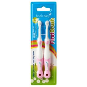 Дитяча зубна щітка Brush-Baby First Brush рожева (від 0 до 18 місяців) (2 шт.)