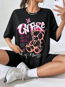 Футболка жіноча з принтом повсякденна L Чорний