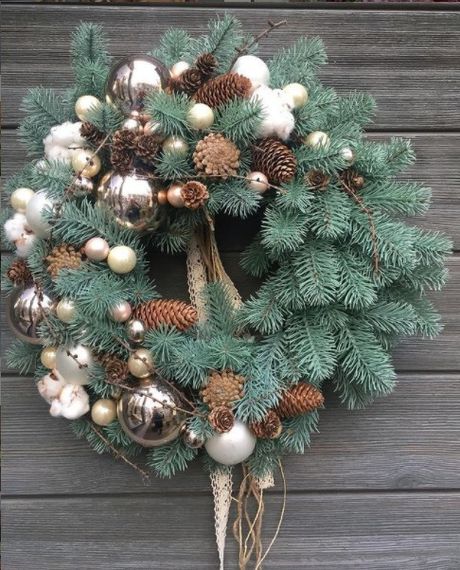 Венок новогодний рождественский Premium из литой хвои d-45 см голубой | Зображення 3